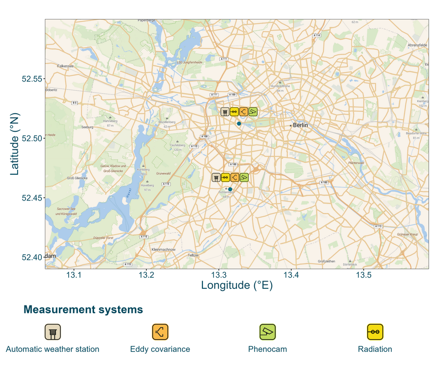 Map of measurement towers